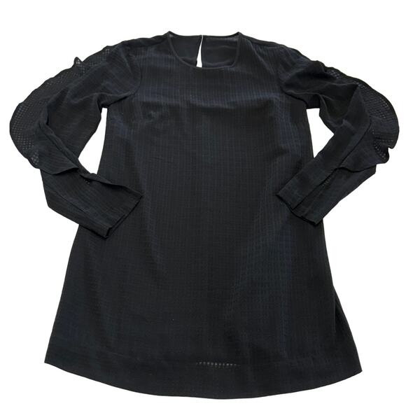 BCBGMaxAzria Dress Womens XX Small Black Ruffle Sleeve Mini Shift LBD - Picture 2 of 10